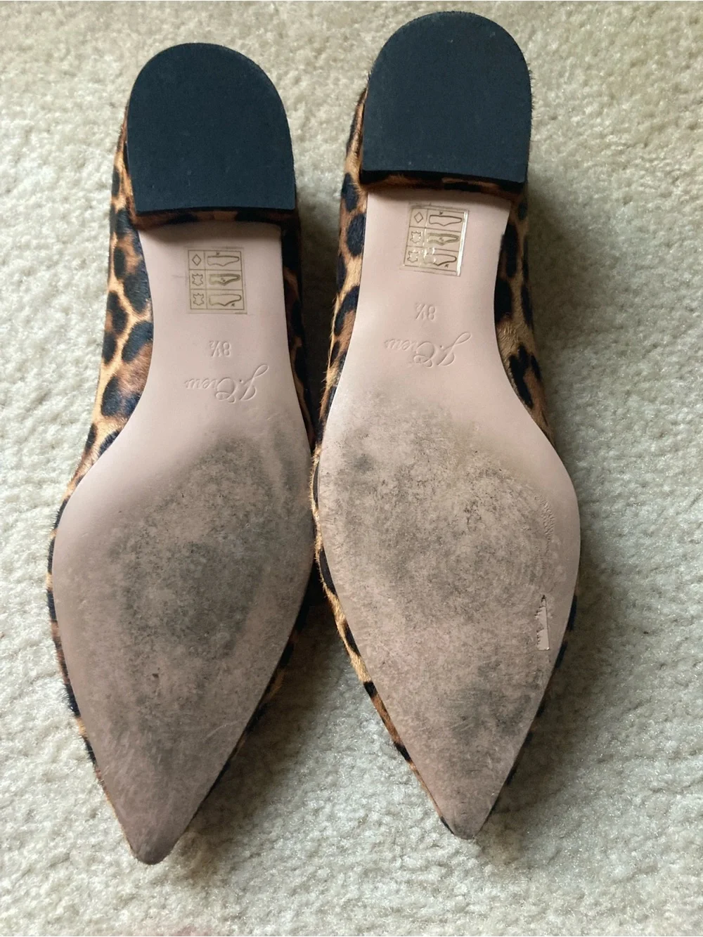 J. Crew Marina Leopard Print calf hair Pointed Toe Flats